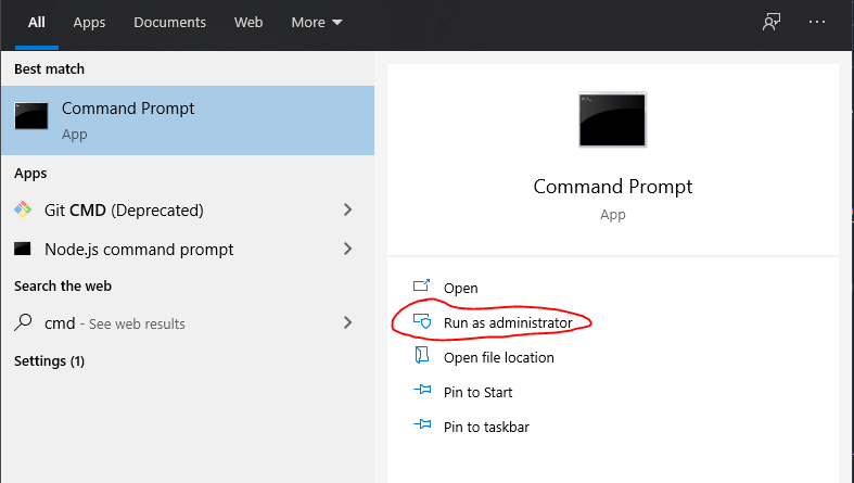 Run command prompt as admin