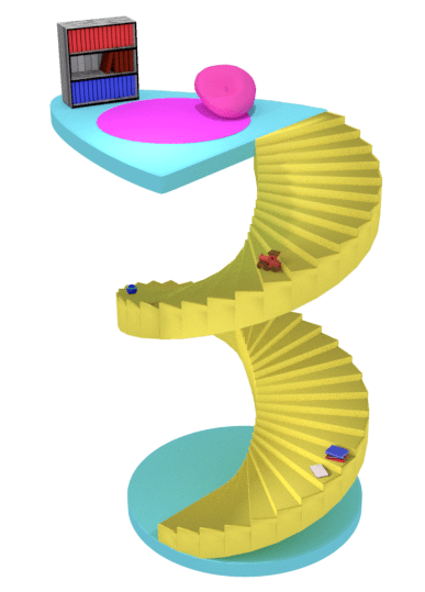 3D stair model render