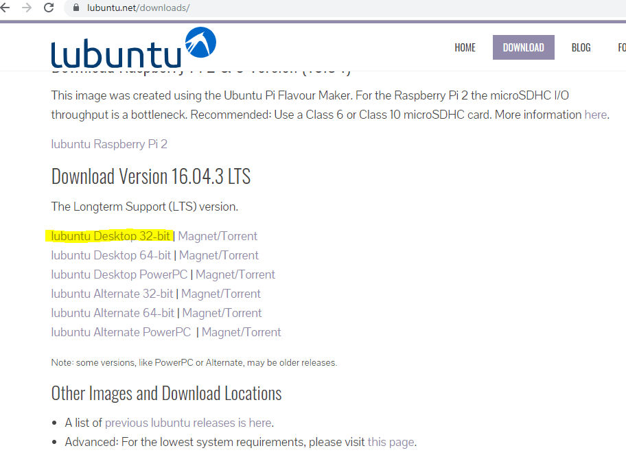 lubuntu downloads page